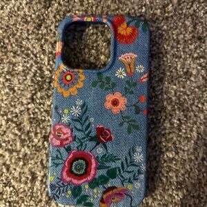 Floral Denim iPhone 14 Pro Case
